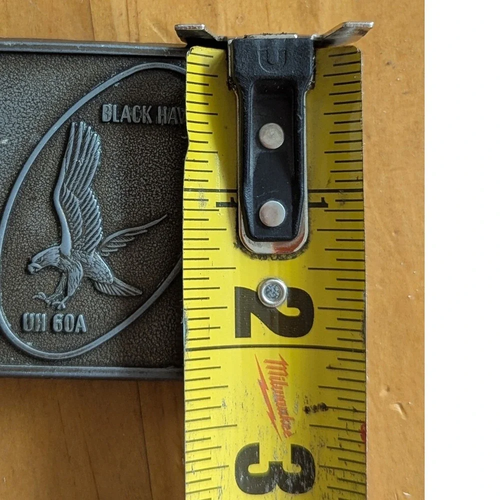 Vintage Black Hawk UH 60A Helicopter Belt Buckle Eagle Metal Aviation Pewter
